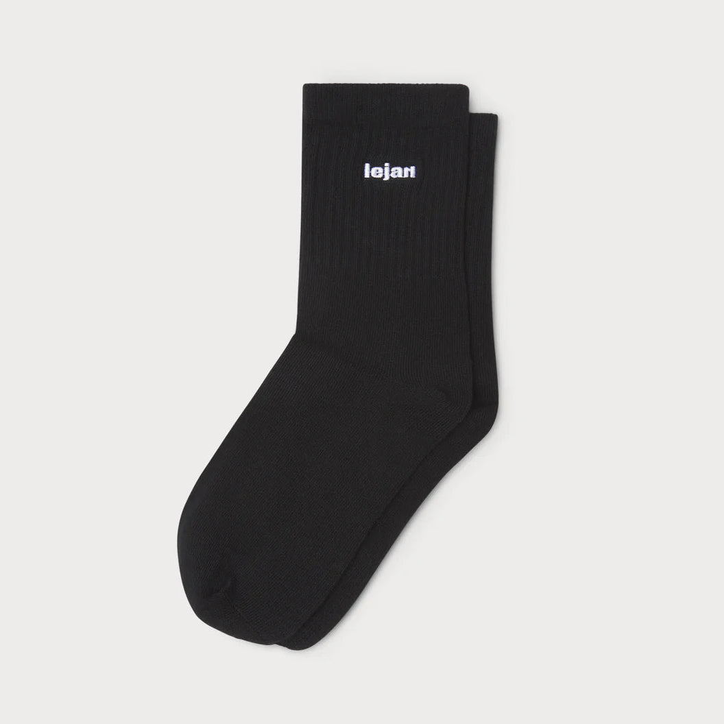 Lejan Calcetín Respetuoso Essential - Negro Logo Blanco