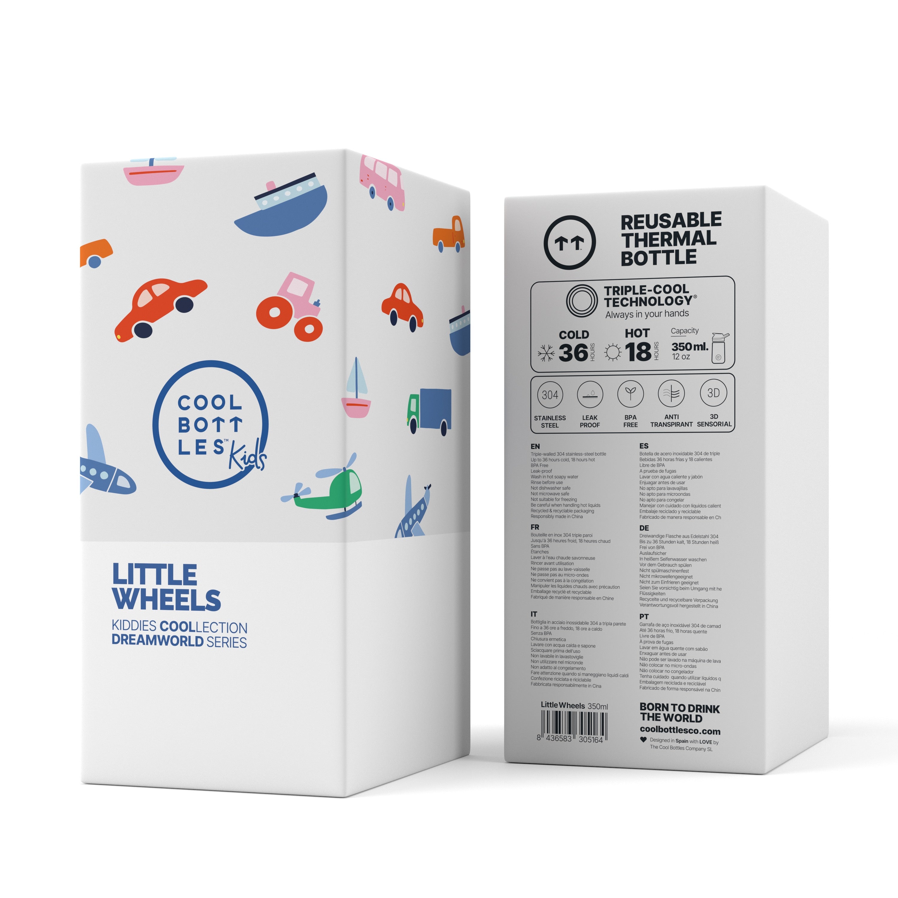 Cool Bottles Botella Kiddie - Little Wheels 350 ml
