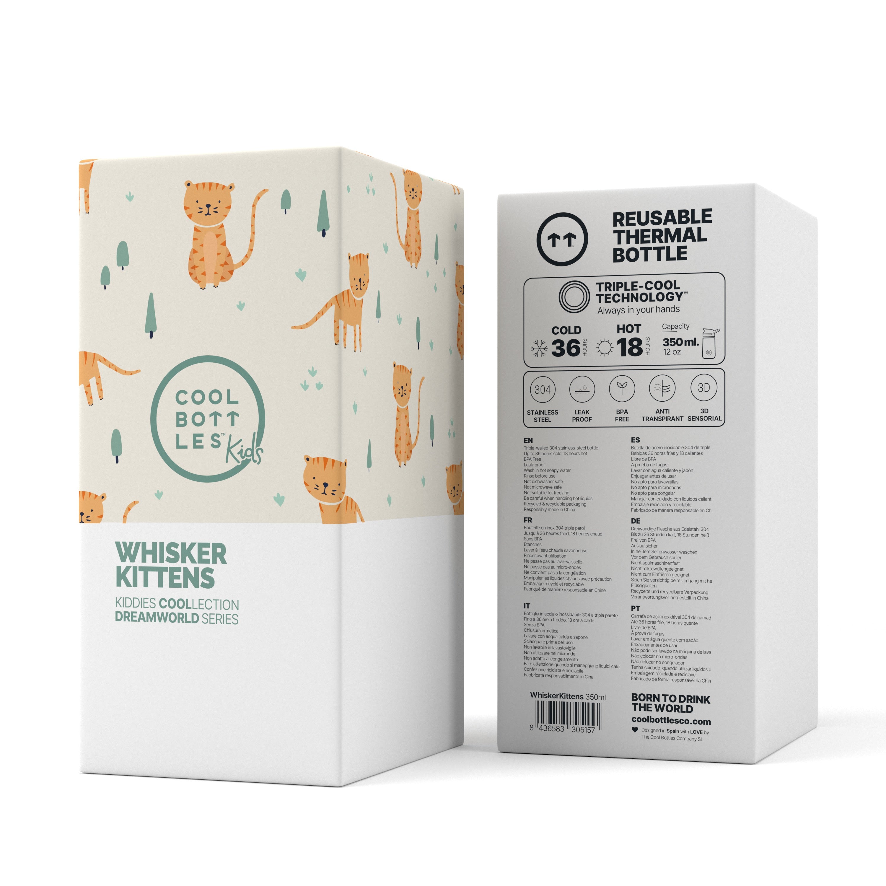 Cool Bottles Botella Kiddie - Whisker Kittens 350 ml
