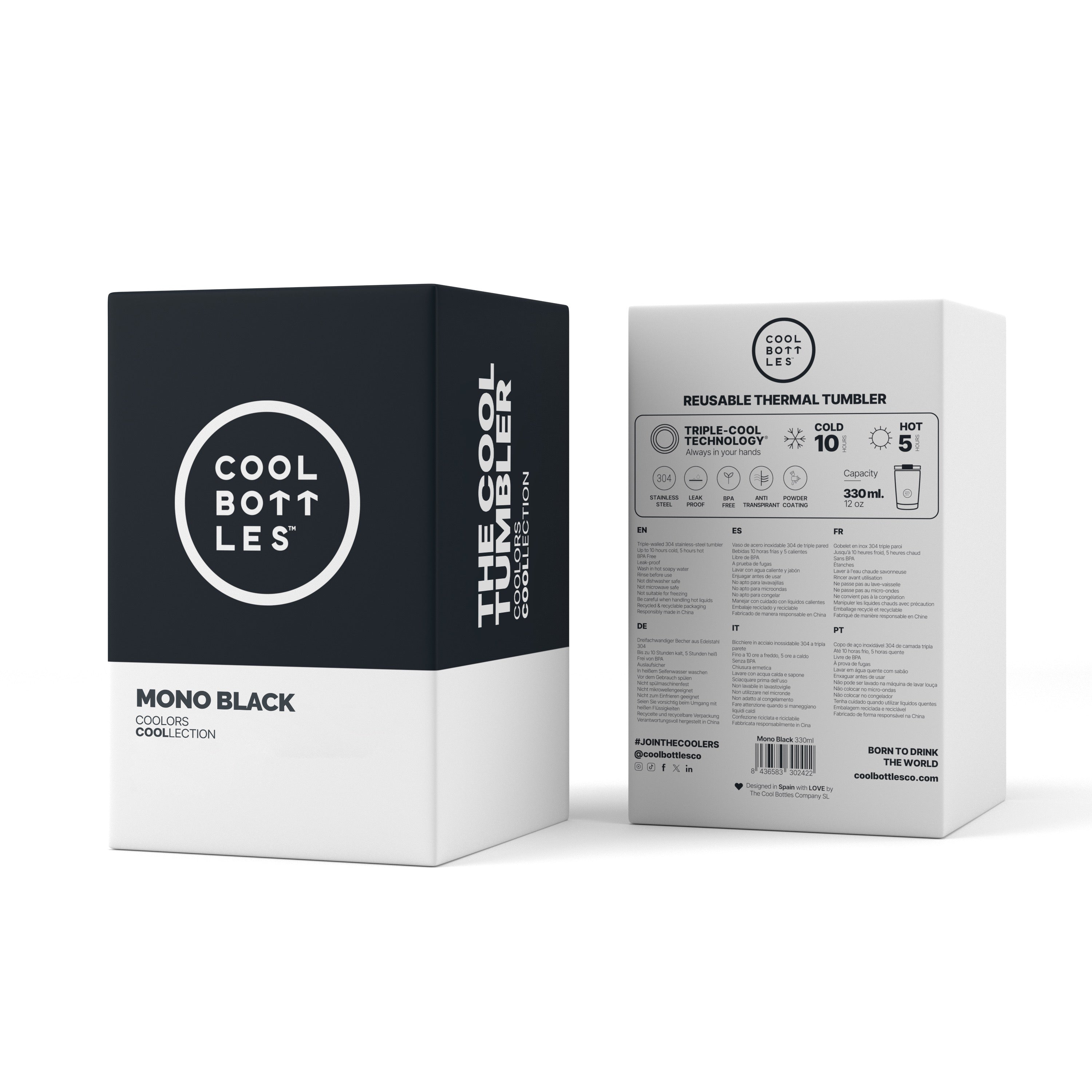 Cool Bottles Vaso Tumbler - Mono Black 330 ml