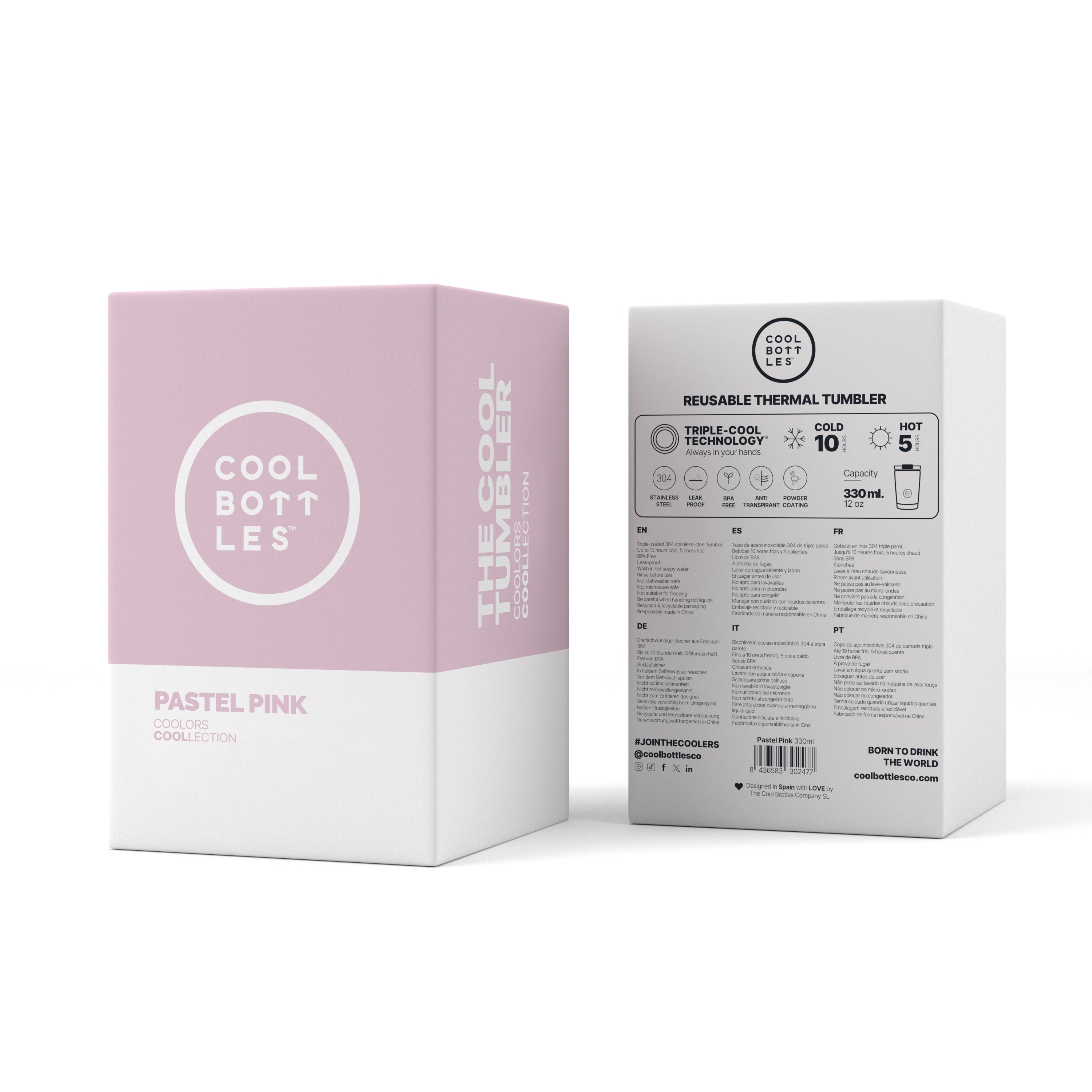 Cool Bottles Vaso Tumbler - Pastel Pink 330 ml