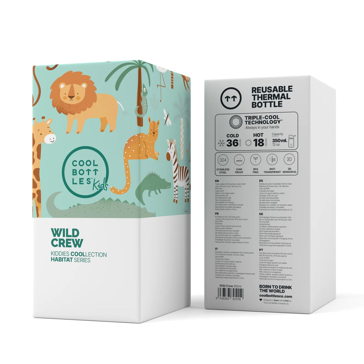 Cool Bottles Botella Kiddie - Wild Crew 350 ml