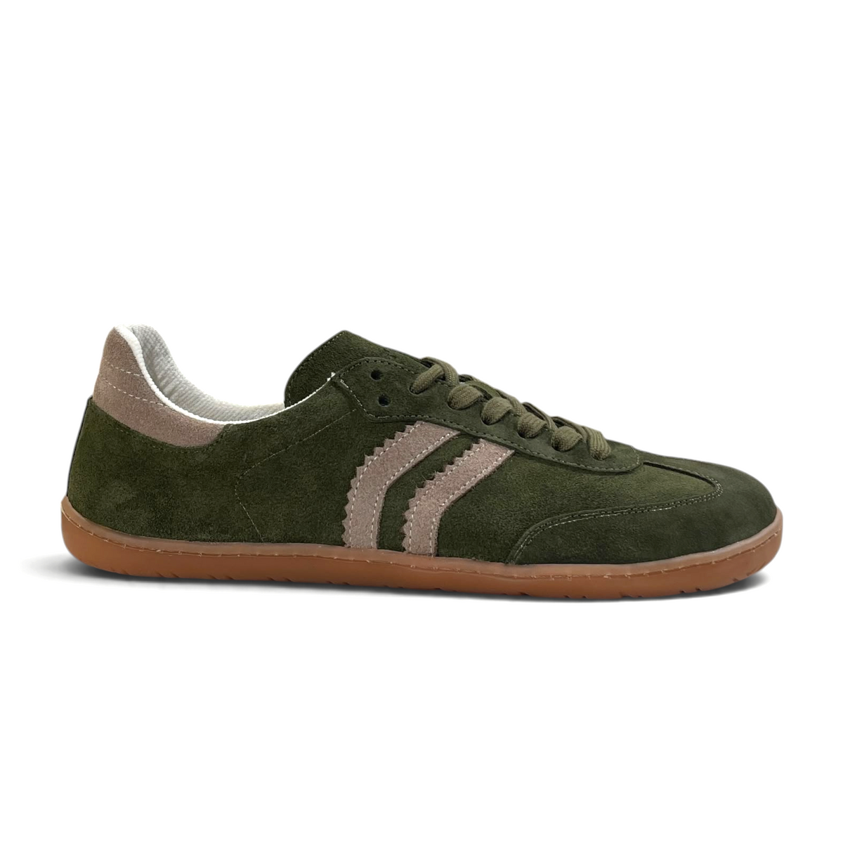 Zapatillas Coqueflex Trac Blow de zoireo en ante verde oliva con detalles laterales en gris y suela de goma plana