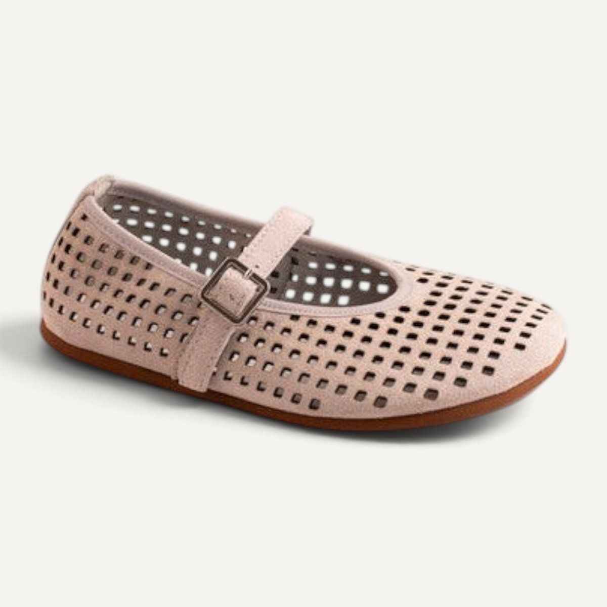 Bailarinas barefoot zoireo Coqueflex Mercedes en color gris con diseño calado y cierre de hebilla ajustable