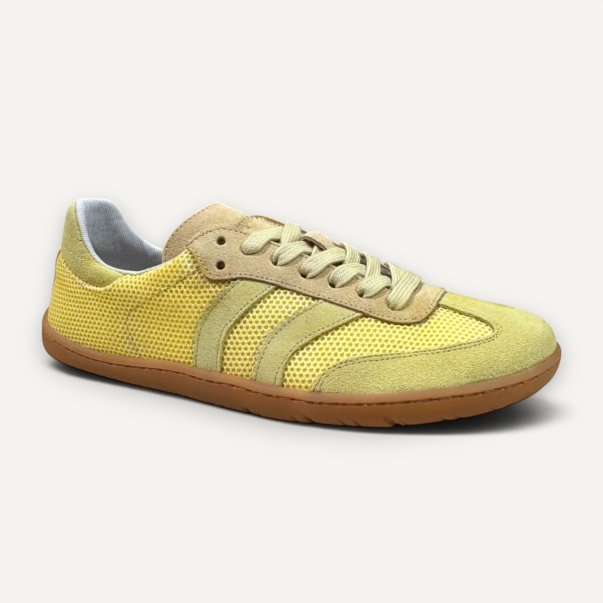Zapatillas barefoot Coqueflex Deportivo 4415 de zoireo en tejido mesh color limón con suela plana flexible
