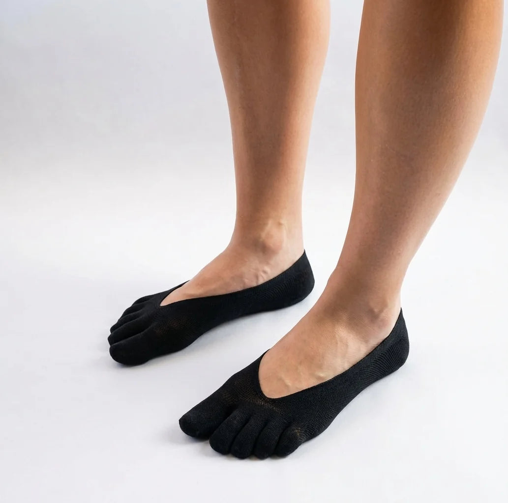 Roots Calcetines invisibles 5 dedos Pinkies - Negro