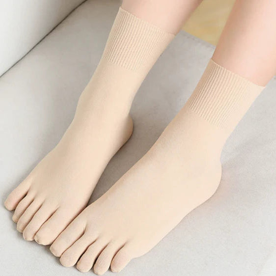Roots Medias 5 dedos Cortas - Beige