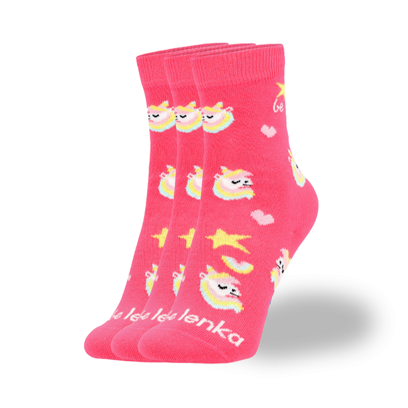 Be Lenka Calcetines Kids Crew 3 Pack - Unicorn-BubleGum Pink