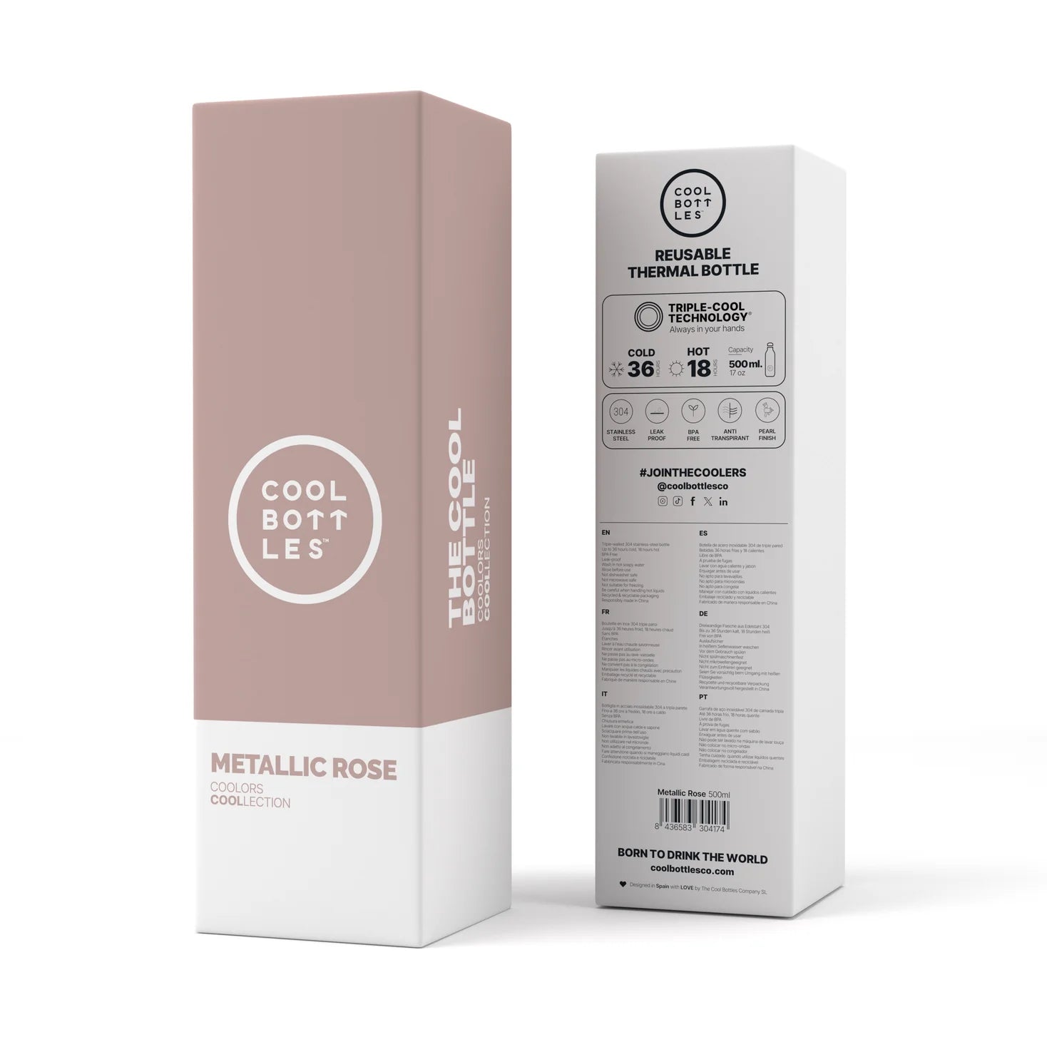 Cool Bottles Botella - Metallic Rose 500 ml