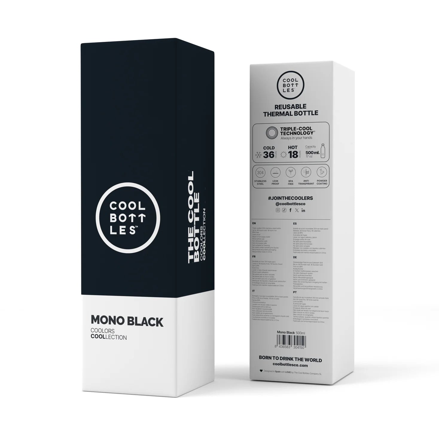 Cool Bottles Botella - Mono Black 500 ml