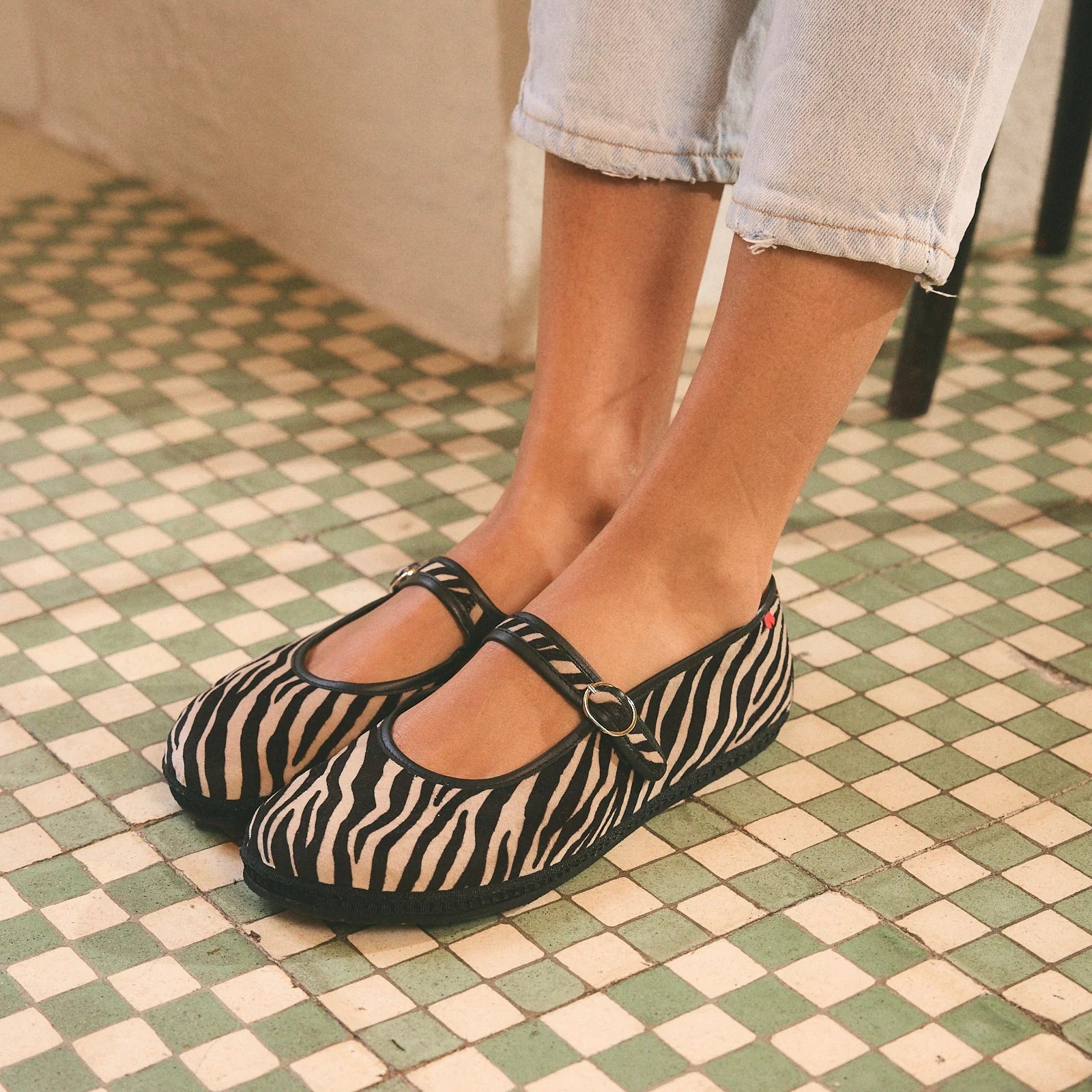 Barevene Selvaggio Mary Jane Zebra - Zebra-Black