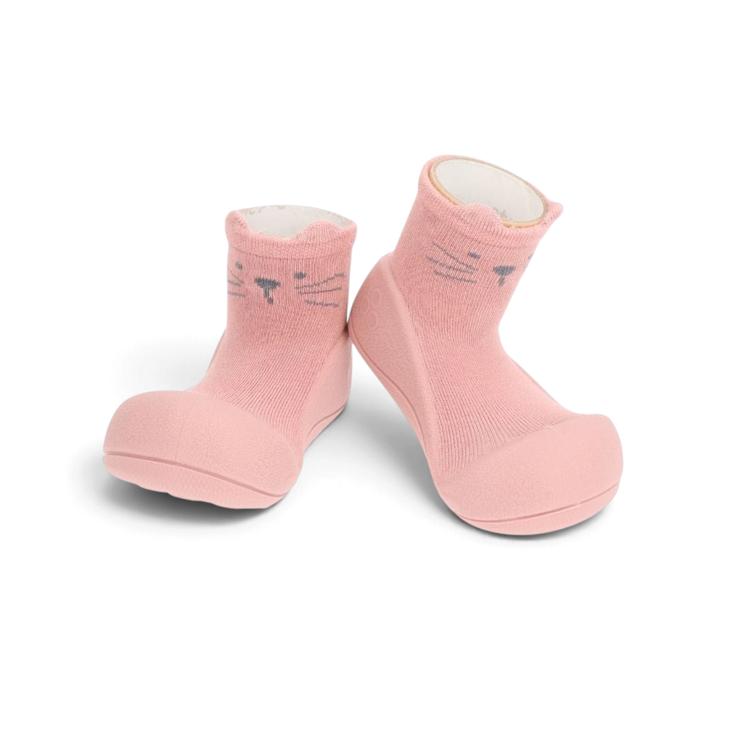 Zapatos barefoot zoireo Attipas Animals en color rosa con diseño de gatito para bebés y primeros pasos