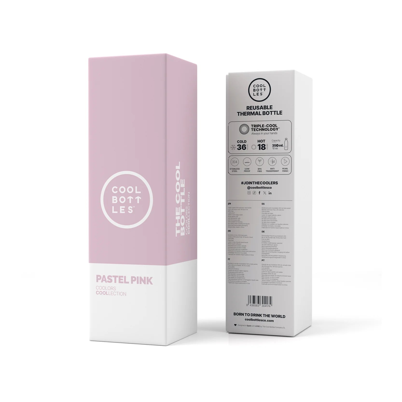 Cool Bottles Botella - Pastel Pink 500 ml