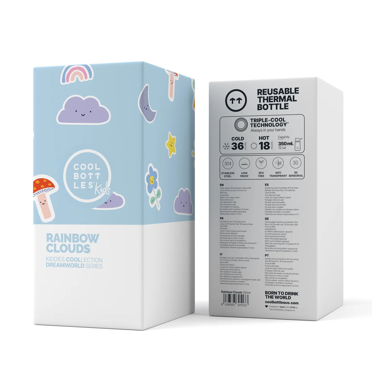 Cool Bottles Botella Kiddie - Rainbow Clouds 350ml