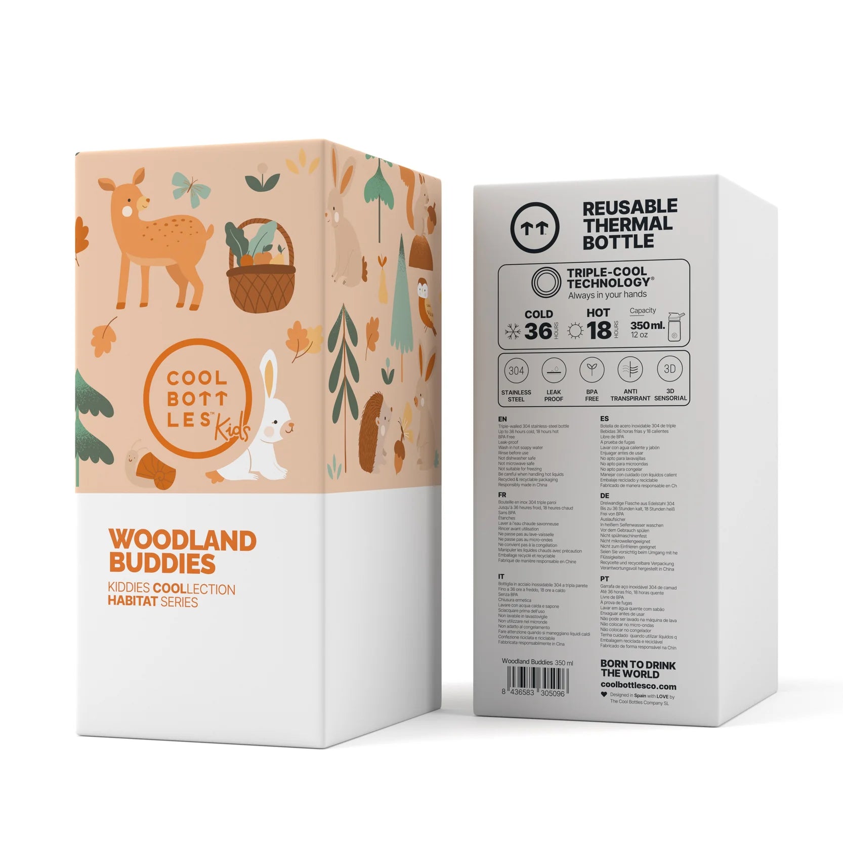Cool Bottles Botella Kiddie - Woodland Buddies 350 ml