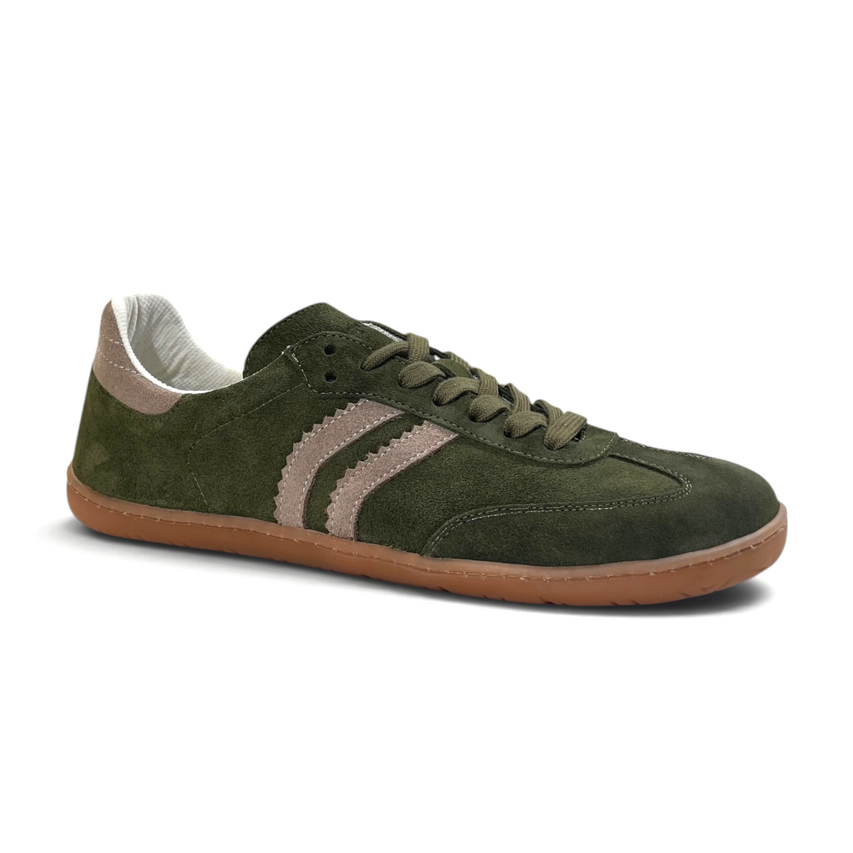 Zapatillas Coqueflex Trac Blow de zoireo en ante verde oliva con detalles laterales en gris y suela de goma plana