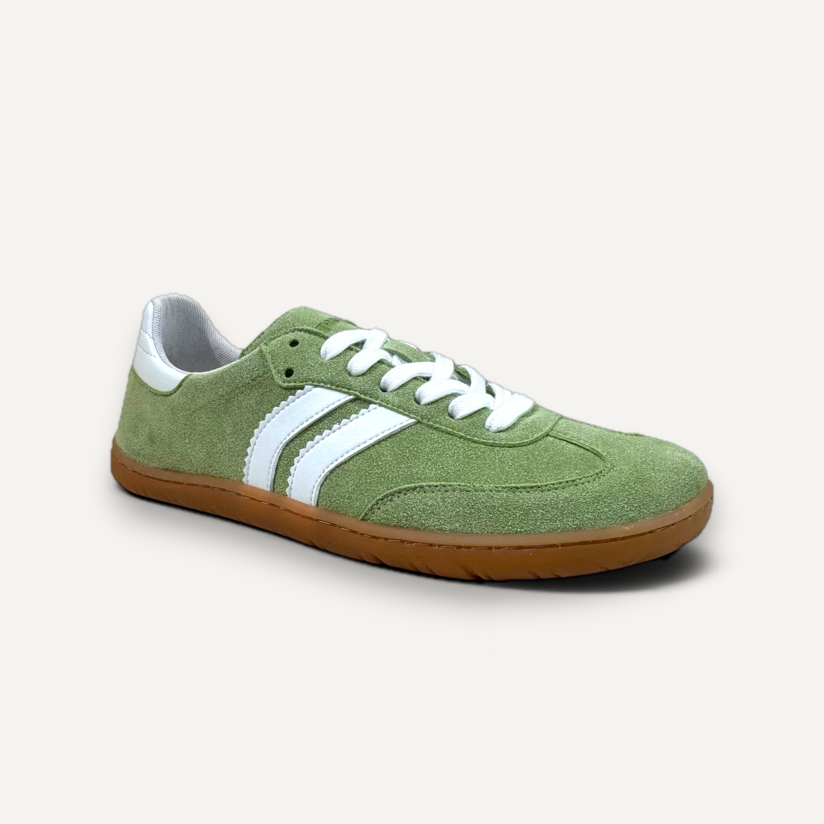 Zapatillas barefoot Coqueflex Deportivo 4415 de zoireo en ante color matcha con detalles blancos y suela de goma