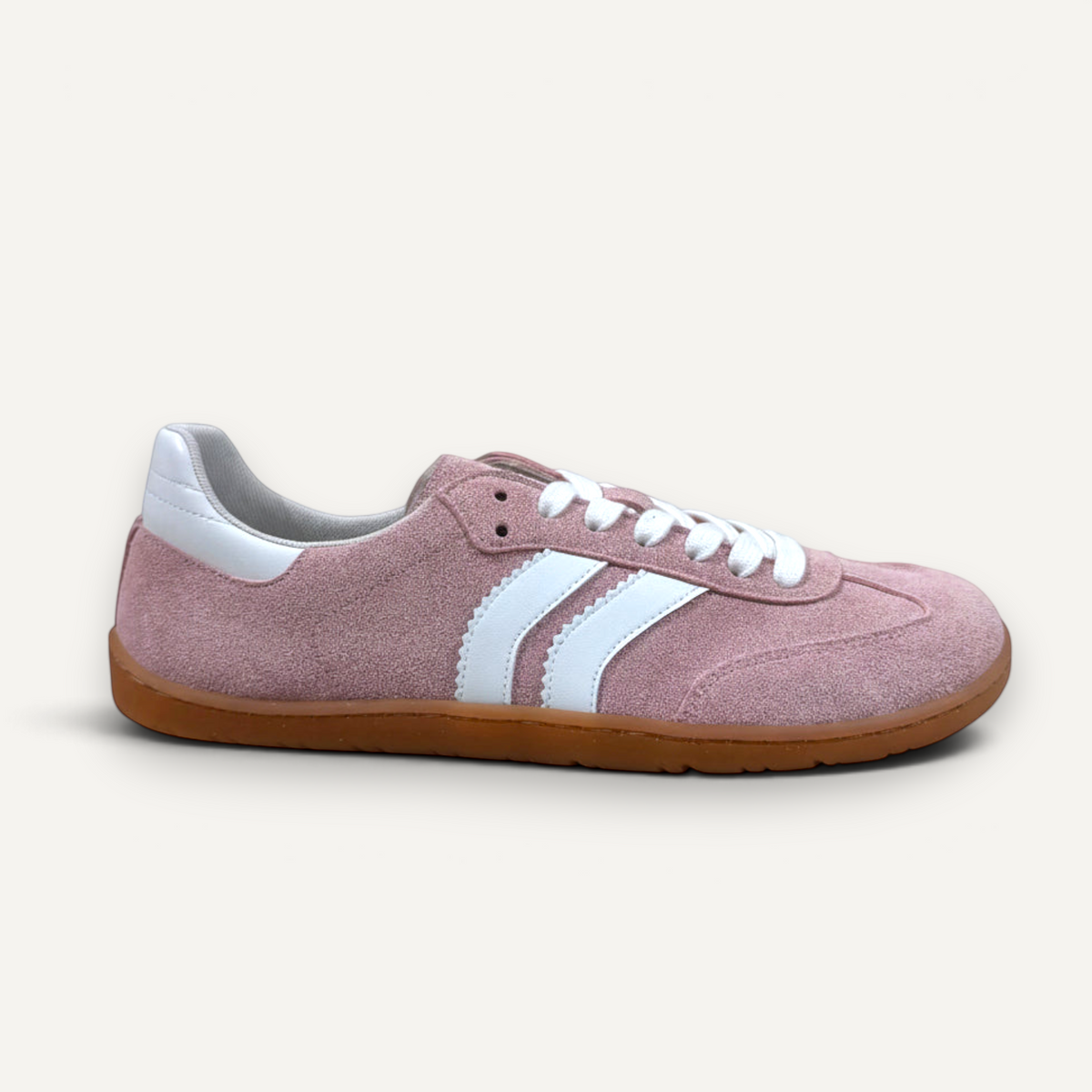 Zapatillas barefoot zoireo Coqueflex 4415 de microfibra rosa con detalles blancos y suela de goma flexible